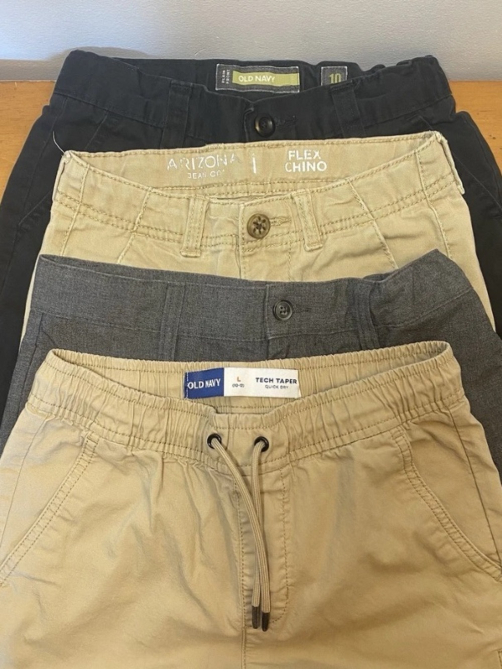 Boys Large 10-12 Pants Chinos Casual School Khaki Adjustable Waist Lot Of 4